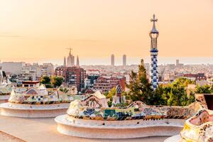 Fotografia Barcelona cityscape with Sagrada Familia seen, Alexander Spatari