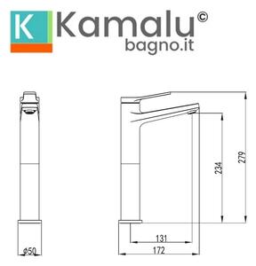 Miscelatore lavabo alto nero opaco design moderno | KAM-KANDA NERO - KAMALU