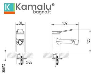 Miscelatore bidet design moderno in ottone finitura lucida | KAM-KANDA CROMO - KAMALU