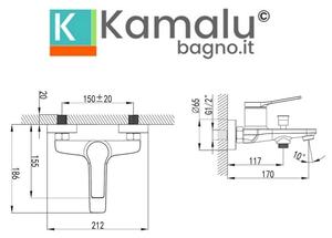 Miscelatore vasca design moderno in ottone lucido | KAM-KANDA CROMO - KAMALU