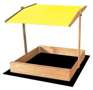 Sabbiera per bambini con tetto - giallo 120 x 120 cm