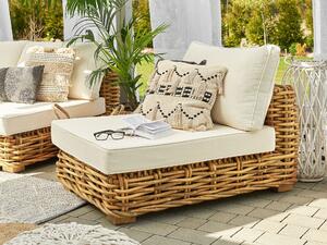 Set di conversazione da giardino cuscini bianchi in rattan marrone divano da esterno con tavolino destro Beliani