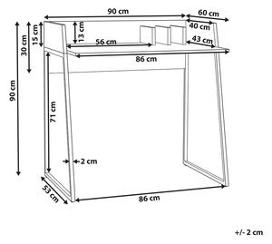 Scrivania per l'ufficio in legno chiaro e MDF bianco 90 x 60 cm con foro a  occhiello Beliani