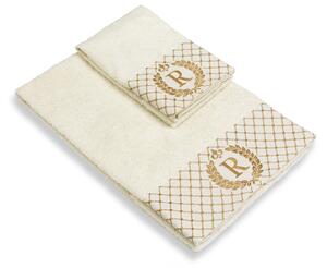 Set 2 asciugamani con iniziale asciugamano viso + asciugamano ospite Made in Italy - R