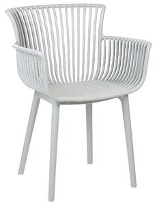 Set di 4 sedie da pranzo in plastica grigio per interni ed esterni da giardino con braccioli in stile minimalista Beliani