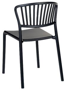 Set di 4 sedie da pranzo in plastica nero per interni ed esterni da giardino impilabili in stile minimalista Beliani