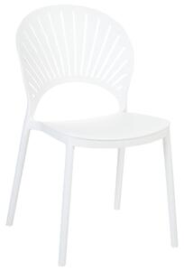 Set di 4 sedie da pranzo in plastica bianco per interni ed esterni da giardino impilabili in stile minimalista Beliani
