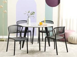 Set di 4 sedie da pranzo in plastica nero per interni ed esterni da giardino impilabili in stile minimalista Beliani
