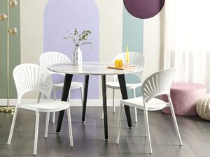 Set di 4 sedie da pranzo in plastica bianco per interni ed esterni da giardino impilabili in stile minimalista Beliani
