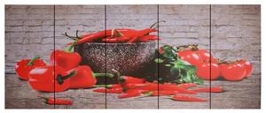 Set Stampa su Tela da Muro con Peperoncini Multicolore 200x80cm