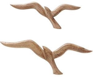 Set di 2 decorazioni da parete in legno di mango a forma di uccello Seagull