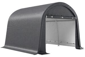 Outsunny Tendone da Giardino per Moto, Bici e Attrezzi con 2 Ingressi a Zip, in Acciaio e PE, 300x300x235 cm, Grigio | Aosom Italy