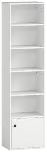HOMCOM Libreria Verticale a 6 Livelli con Armadietto, per Soggiorno Camera da Letto Ufficio, 40x30x156 cm, Bianco | Aosom Italy