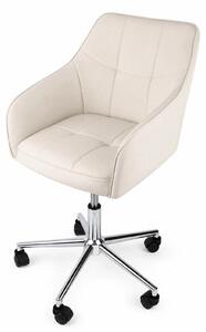 Sedia da ufficio ergonomica - sedia da scrivania - regolabile in altezza - girevole - rivestita in ecopelle imbottita in poliuretano - struttura in metallo con braccioli e ruote - portata massima 150 kg - colore bianco