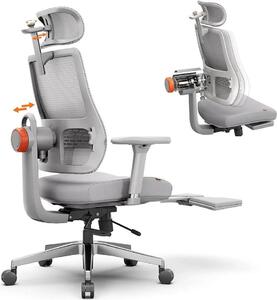 Sedia da ufficio ergonomica MagicH-GPRO - Sedia girevole con poggiapiedi - Schienale e poggiatesta orientabili - Supporto lombare adattivo - Regolabile in altezza - Rotelle, colore MagicH-GPRO