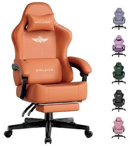 Sedia da gaming - Sedia da ufficio - Ergonomica - Regolabile in altezza - Rotazione a 360° - Schienale alto - Braccioli e rotelle - Pelle - Arancione