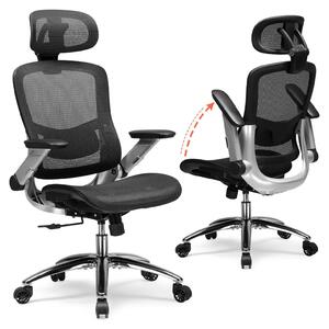Sedia da ufficio - Modello CH405 - Sedia girevole ergonomica - Regolabile in altezza - Con braccioli e rotelle - Struttura in metallo - Nera