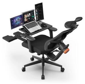 MagicH-BP Desktop: Sedia da ufficio ergonomica, con poggiapiedi, schienale auto-adattabile, supporto lombare regolabile, braccioli regolabili, poggiatesta, girevole, regolabile in altezza e dotata di rotelle