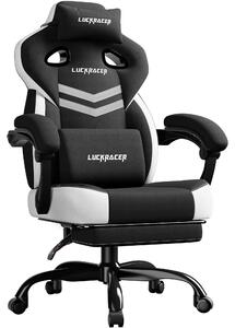 Sedia da gaming - Sedia da ufficio ergonomica LR408 - Cuscino di seduta in memory foam - Braccioli integrati - Schienale e poggiapiedi regolabili da 90 a 155° - Regolabile in altezza - Tessuto - Nero