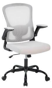 Sedia da ufficio ergonomica - Sedia da ufficio - Regolabile in altezza - Supporto lombare regolabile - Braccioli ripiegabili - Schienale alto - Tessuto a rete - Grigio chiaro