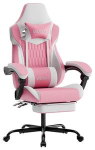Sedia da gaming ergonomica - Sedia da ufficio racing con schienale alto - Poggiapiedi - Poggiatesta regolabile - Supporto lombare - Rotella e base girevole - Rosa
