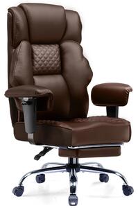 Sedia da ufficio - GT216 - Ergonomica - Regolabile in altezza - Girevole a 360° - Con braccioli - Con rotelle - Pelle finta - Marrone