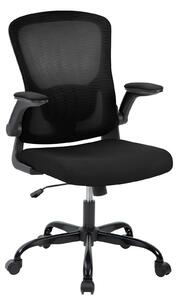 Sedia da ufficio ergonomica - Sedia girevole con schienale alto in rete traspirante - Poggiatesta regolabile - Braccioli pieghevoli - Inclinabile - Ruote a 360° - Colore: nero