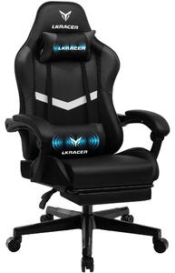 Sedia da gaming con poggiapiedi - Sedia da ufficio ergonomica - Regolabile in altezza - Cuscino lombare - Pelle finta - Girevole - Con rotelle - Portata 150 kg - Nera