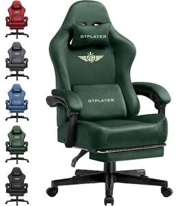 Sedia da gaming e da ufficio - Sedia girevole da scrivania - Ergonomica - Regolabile in altezza - Braccioli - Rotelle - Rivestimento in tessuto traspirante - Verde