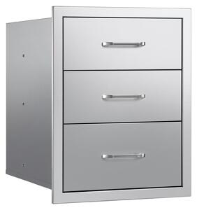 Cassetti per cucine da esterno: 46 cm (L) x 59 cm (P) x 59 cm (A); cassetti tripli in acciaio inossidabile con maniglie per barbecue; cassetto per isola barbecue, ideale per cucine da esterno o postazioni barbecue da terrazza