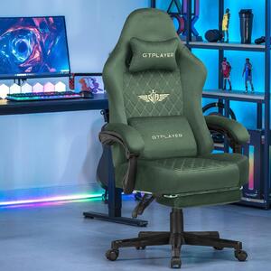 Sedia da gaming - Sedia da ufficio GT830 - Ergonomica - Regolabile in altezza - Girevole - Rivestita in tessuto - Con rotelle - Verde