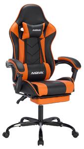 Sedia da gaming - Sedia da ufficio ergonomica - Con poggiapiedi - Supporto lombare - Regolabile in altezza - Girevole con rotelle - Struttura in metallo - Arancione