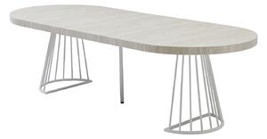 Tavolo da pranzo allungabile da 2 a 12 coperti in MDF e Acciaio Effetto travertino beige e Bianco - FIRELA