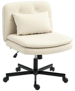 Sedia da ufficio - Sedia imbottita per scrivania - Regolabile in altezza - Girevole - Con funzione basculante - Rivestita in ecopelle - Colore beige