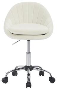 Sedia ergonomica per ufficio - Sedia per parrucchieri/estetista - Regolabile in altezza - Girevole - Con rotelle - Imbottita - Rivestita in velluto - Colore beige