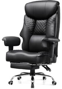 Sedia da gaming/sedia da ufficio ergonomica - CH810 - Fino a 180 kg - Pelle - Regolabile in altezza - Rotazione a 360° - Poggiapiedi estraibile - Nero