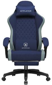 Sedia da gaming - Sedia ergonomica per scrivania da PC - Tessuto traspirante - Schienale alto - Seduta ampia - Rotella con poggiapiedi - Blu scuro