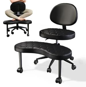 Sedia da ufficio ergonomica - Sedia con gambe incrociate - Sedia girevole - Regolabile in altezza - Con rotelle - Imbottita - Rivestita in nera (PU)