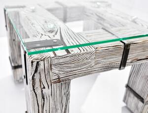 CHYRKA® Tavolino LD DROHOBYCZ tavolo da soggiorno loft vintage bar design industriale fatto a mano in legno vetro metallo