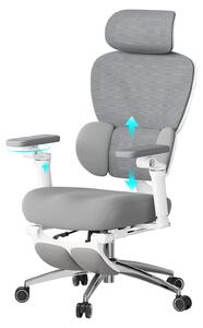 Sedia da ufficio ergonomica - sedia da scrivania - girevole a 360° - rivestita in rete - poggiatesta 3D - braccioli 6D - supporto lombare dinamico - colore grigio
