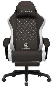 Sedia da gaming per PC - Sedia da scrivania ergonomica - Tessuto traspirante - Schienale alto - Poggiapiedi estraibile - Girevole - Marrone