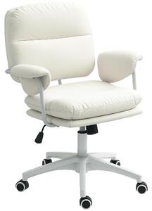Sedia da ufficio - Sedia da scrivania - Regolabile in altezza - Girevole - Funzione di inclinazione - Imbottita - Rivestita in ecopelle - Bianca