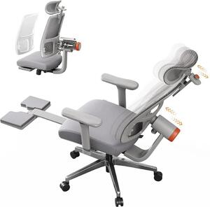 Sedia da ufficio ergonomica - MagicH-GPRO - Schienale e poggiatesta autoregolabili - Supporto lombare adattivo con 4 posizioni di blocco - Poggiapiedi - Inclinazione 96–136° - Profondità della seduta 37,5–47,5 cm
