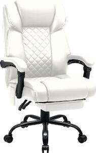 Sedia da gaming, sedia da ufficio - Poltrona ergonomica con funzione massaggio - Riscaldamento e 7 punti di vibrazione - Poggiapiedi - Regolabile in altezza - Portata massima di 200 kg - Colore beige