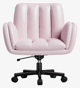 Sedia ergonomica da ufficio, sedia da scrivania: seduta ampia e imbottita, braccioli pieghevoli, regolabile in altezza, rivestita in ecopelle, colore rosa