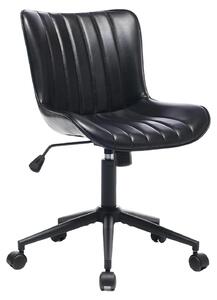 Sedia girevole moderna - Sedia da ufficio - Ergonomica - Regolabile in altezza - Girevole a 360° - Seduta imbottita in pelle con braccioli - Con rotelle - Nera