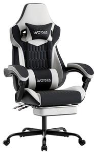 Sedia da gaming ergonomica, adatta anche come sedia da ufficio - Schienale alto - Poggiapiedi estraibile - Poggiatesta regolabile - Supporto lombare - Rivestita in ecopelle - Colore nero