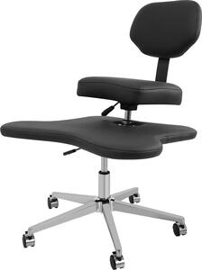 Sedia da ufficio per seduta a gambe incrociate - Sedia da meditazione con rotelle - Girevole - Regolabile in altezza - Portata 130 kg - Schienale 38 cm - Altezza poggiapiedi 14-22 cm - 5 rotelle - Nero
