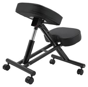Sedia ergonomica per le ginocchia - Sedia da ufficio - Regolabile in altezza - Supporto imbottito - Rotella - Con ruote - Capacità di carico: 100 kg - Colore: nero