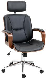 Sedia da ufficio - Schienale alto ergonomico con poggiatesta removibile - Regolabile in altezza - Girevole - Meccanismo basculante - Rivestita in ecopelle - Colore: nero